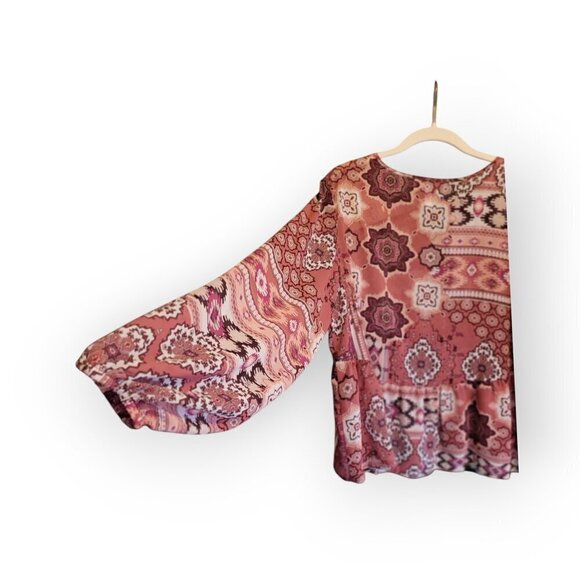 Shyanne Peasant Boho Top Rust Semi-Sheer Chiffon Size M - Picture 8 of 11